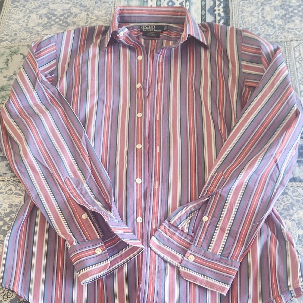Polo by Ralph Lauren Red and Blue Casual Button Down Shirt